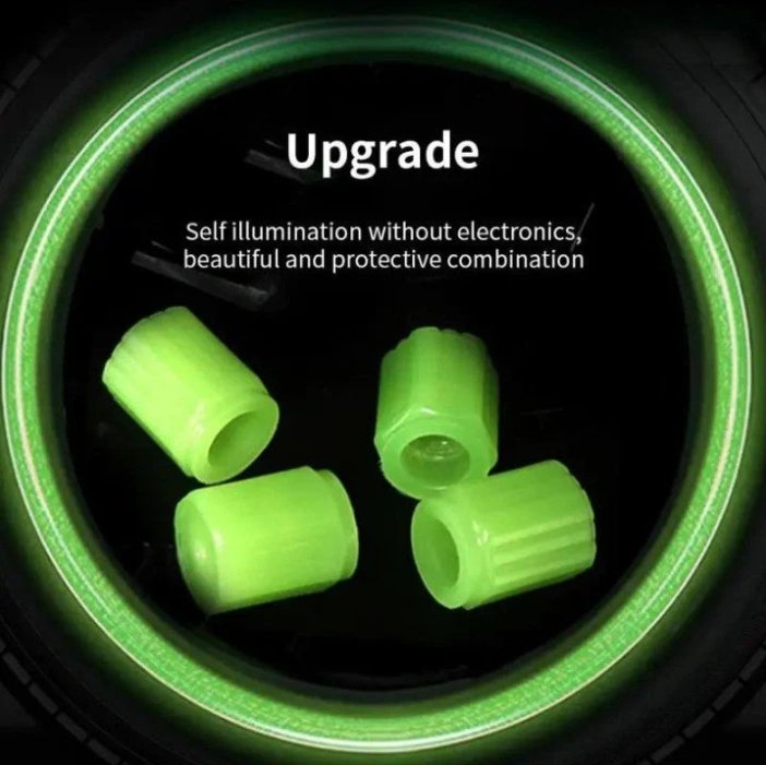 Luminous Tyre Valve Caps (4 Pcs)