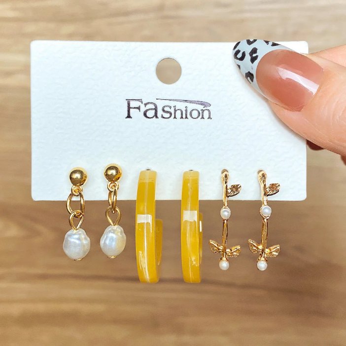 Faux Pearl and Hoop Earrings (3 Pairs)