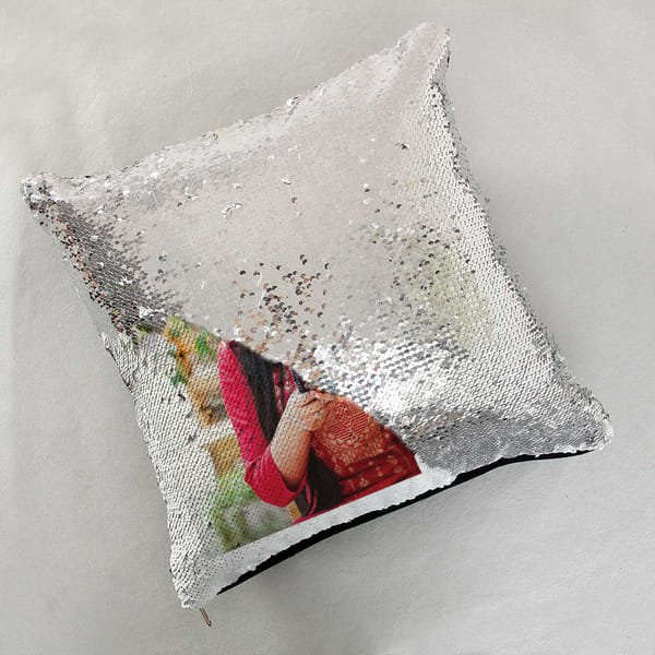 Customized Magic Sequin Cushion White