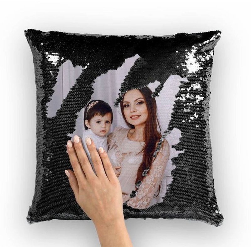 Customized Magic Sequin Cushion Black