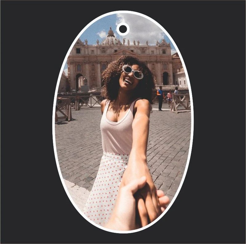 Customized MDF Keychain Double-Sided Oval