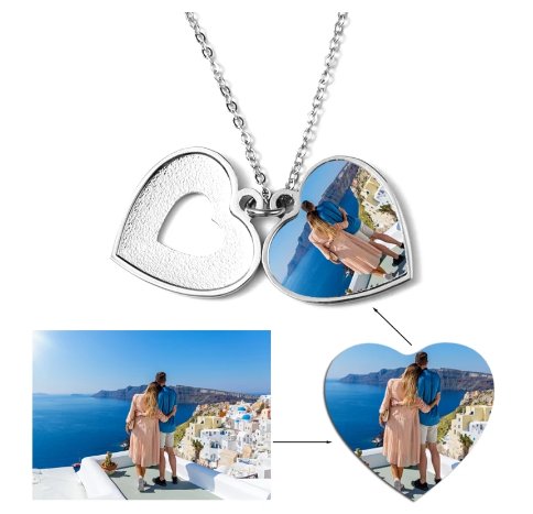 Customized Heart Photo Pendant Necklace
